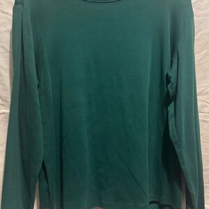 Talbots Forest Green Tee with Blue Trim Sz C